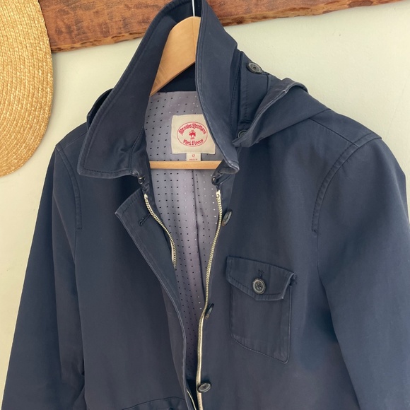 Brooks Brothers | Red Fleece Navy Cotton Parka Trench Jacket Drawstring Waist 12 - Picture 2 of 14